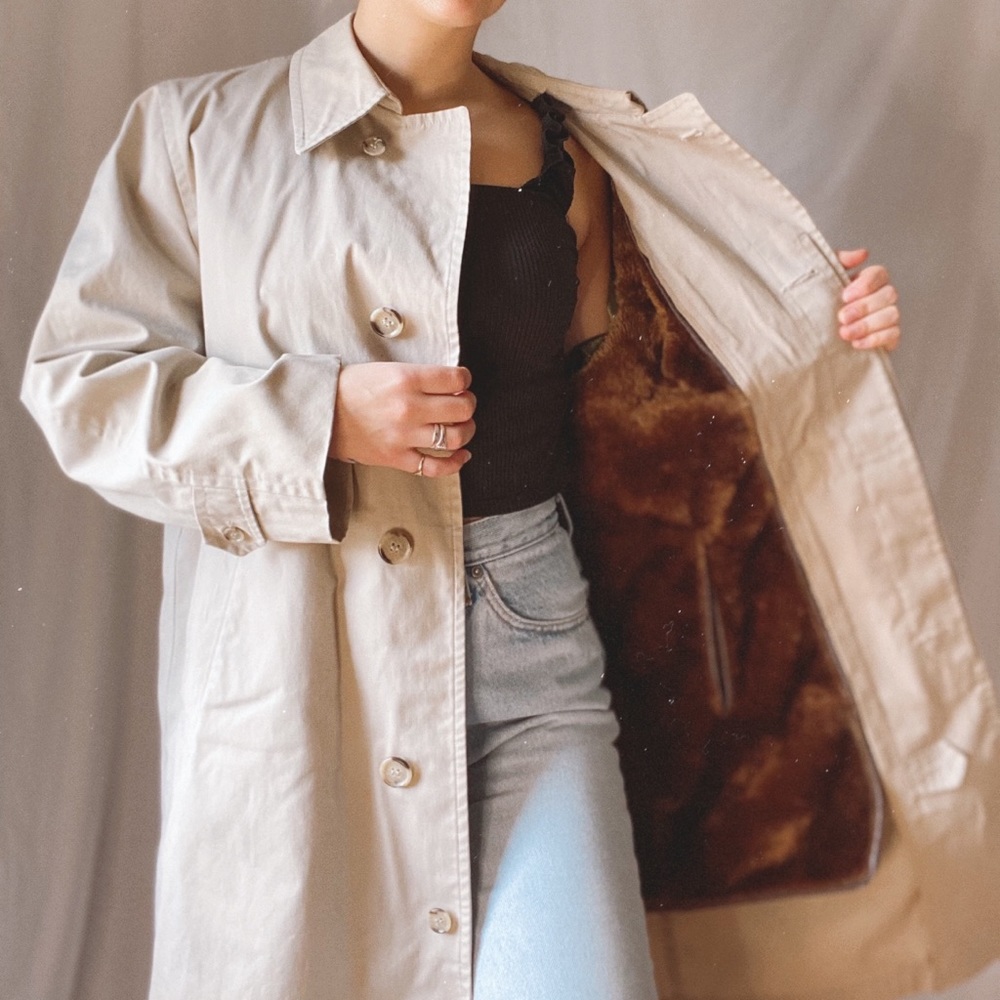 Vintage London Fog lined khaki trench coat